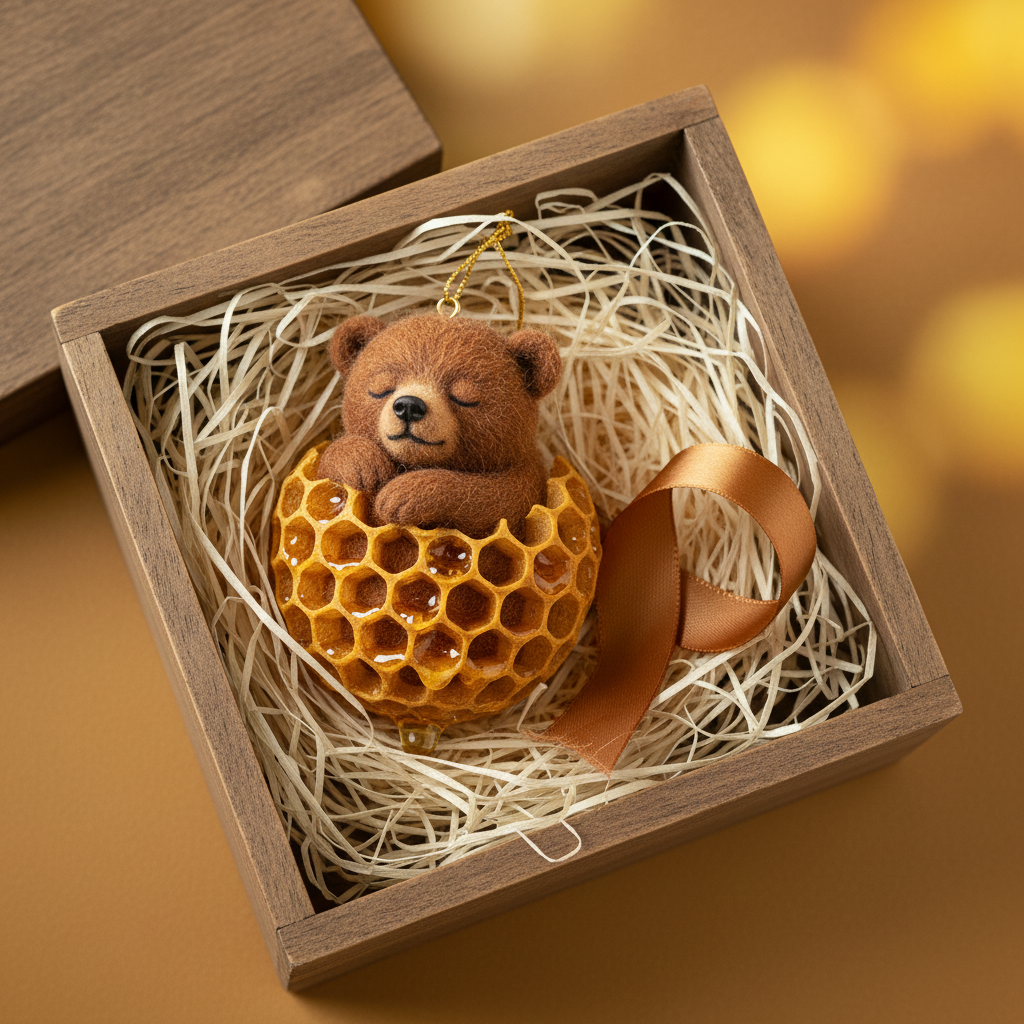 Sleeping Bear in Honeycomb Ornament