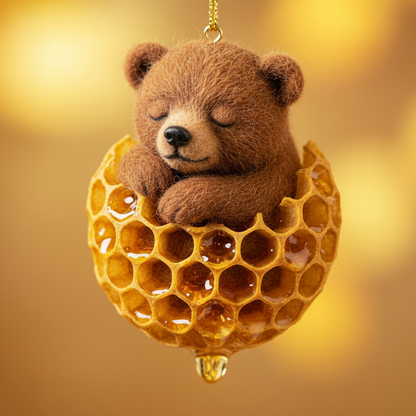 Sleeping Bear in Honeycomb Ornament