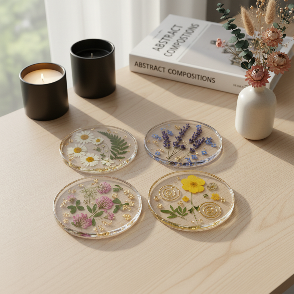 Pressed Flower Resin Coasters
