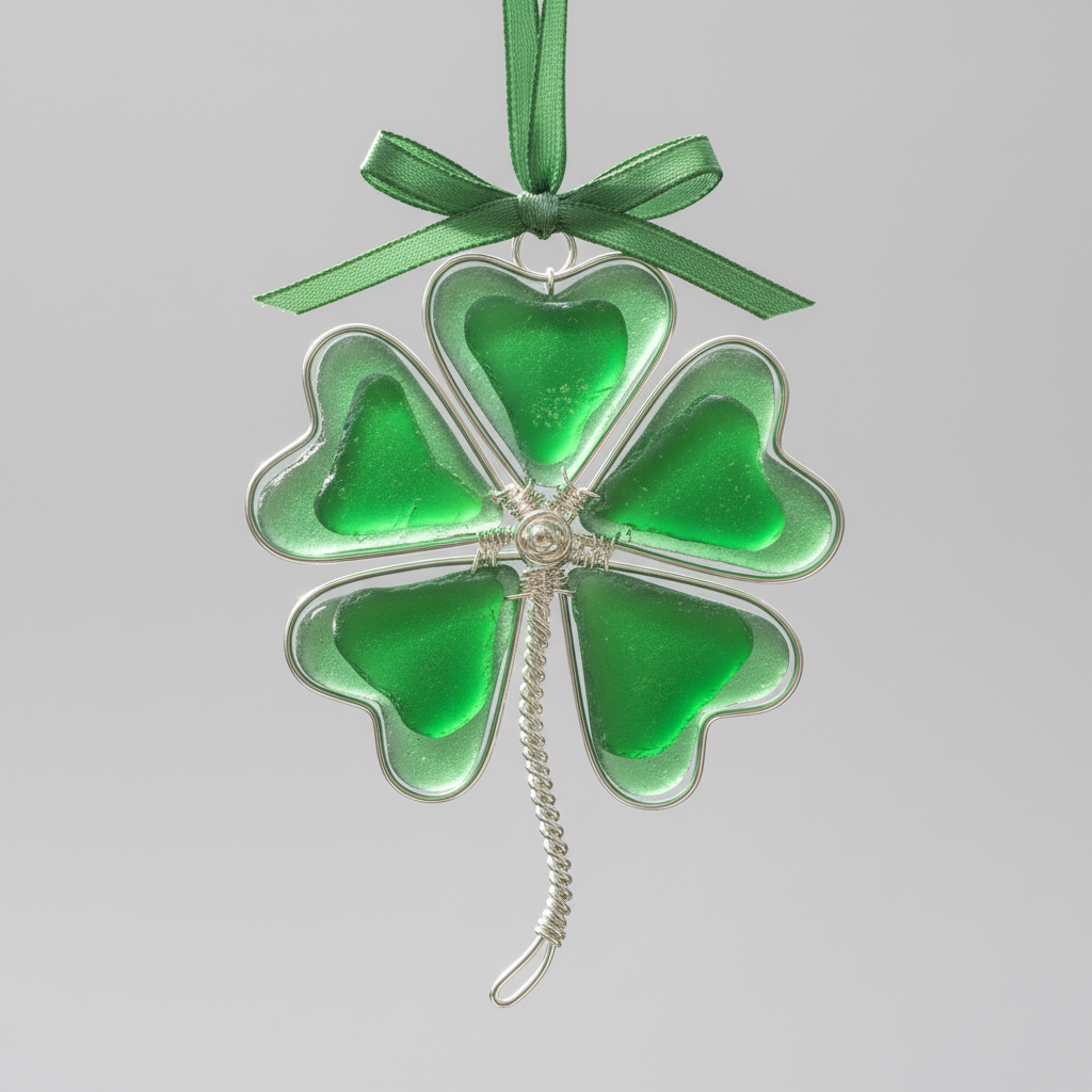 Sea Glass Five-Leaf Clover Ornament