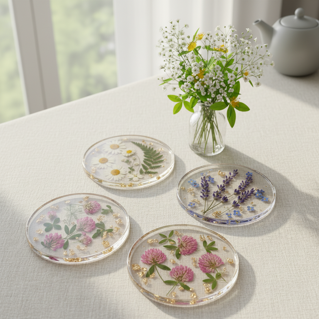 Pressed Flower Resin Coasters