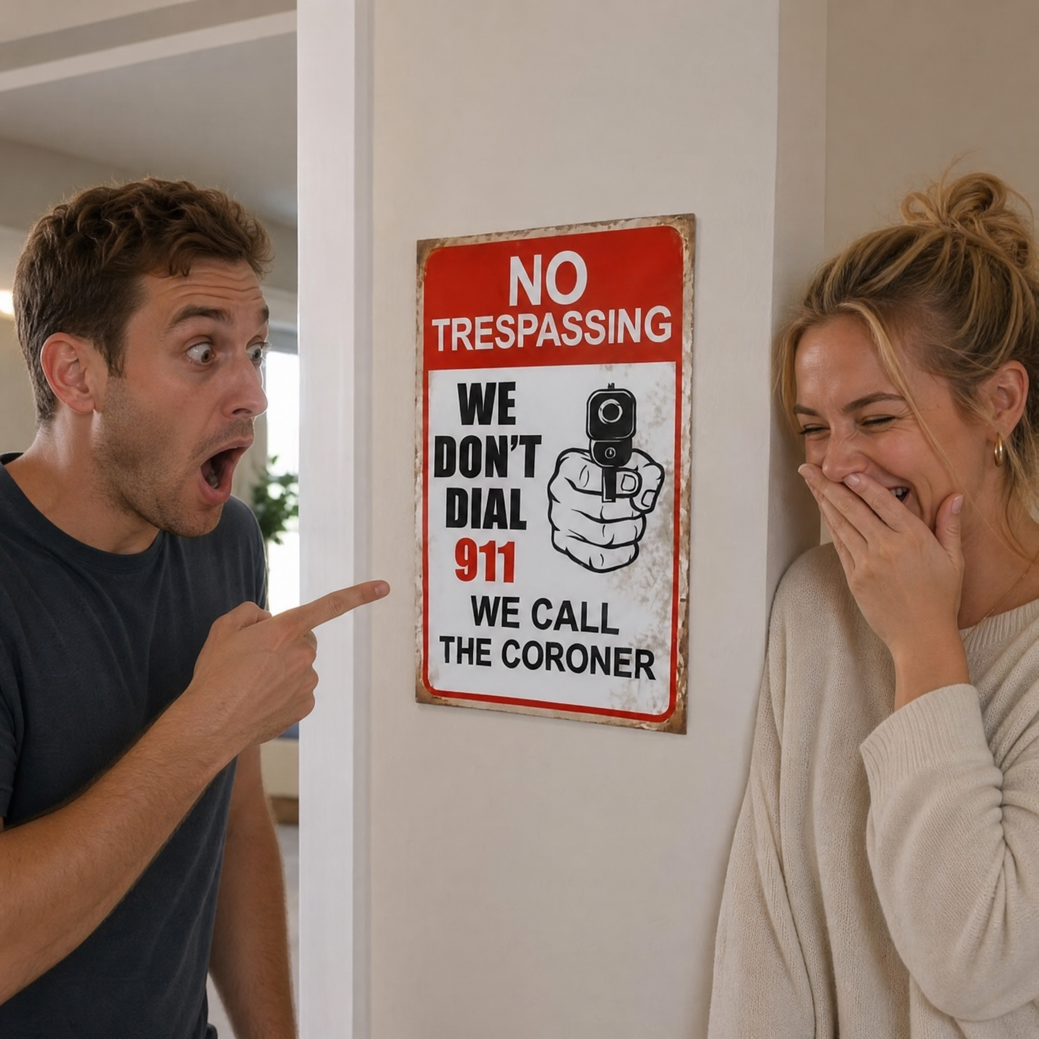 No Trespassing Metal Sign – Funny Warning Sign