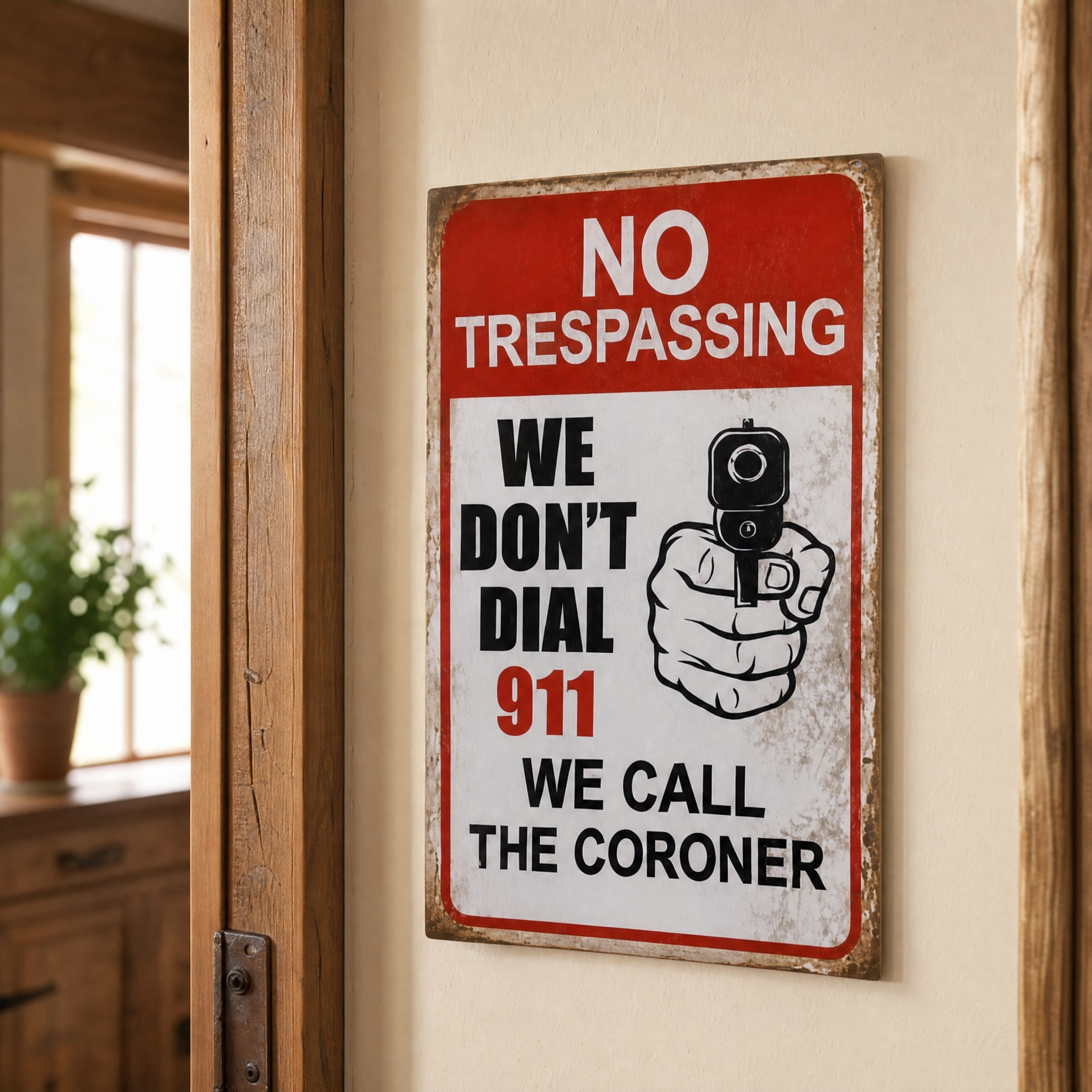 No Trespassing Metal Sign – Funny Warning Sign