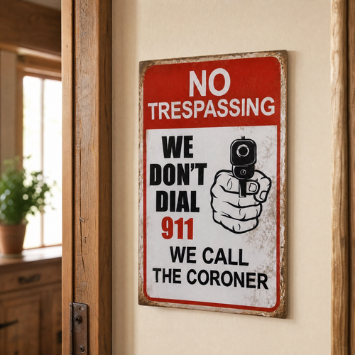 No Trespassing Metal Sign – Funny Warning Sign