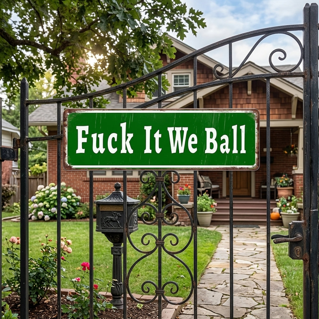 Fuck It We Ball Metal Sign Funny Retro Wall Decor