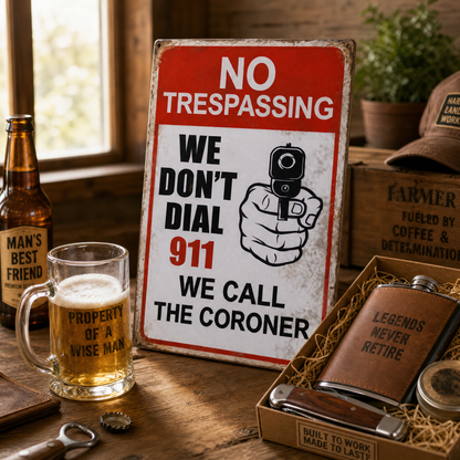 No Trespassing Metal Sign – Funny Warning Sign