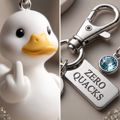 ✨✨"Zero Quacks Given" Middle Finger Duck Keychain & Poem Card Set - The Ultimate Cheeky Gift!