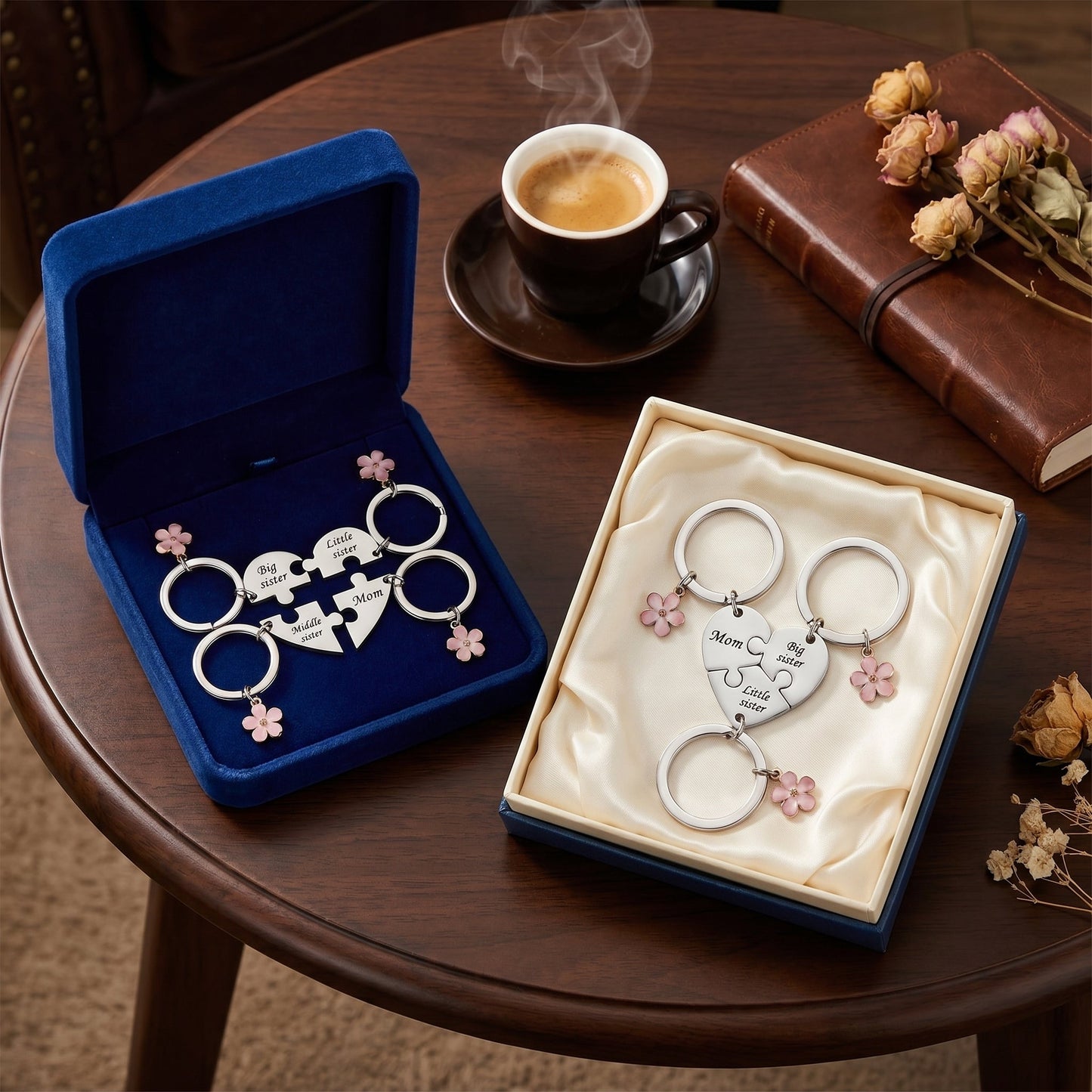 🔥Limited Time Offer🎁Mom & Sisters Heart Puzzle Keychain Set, Matching Family Gift for Mom & Daughters (2 Styles)