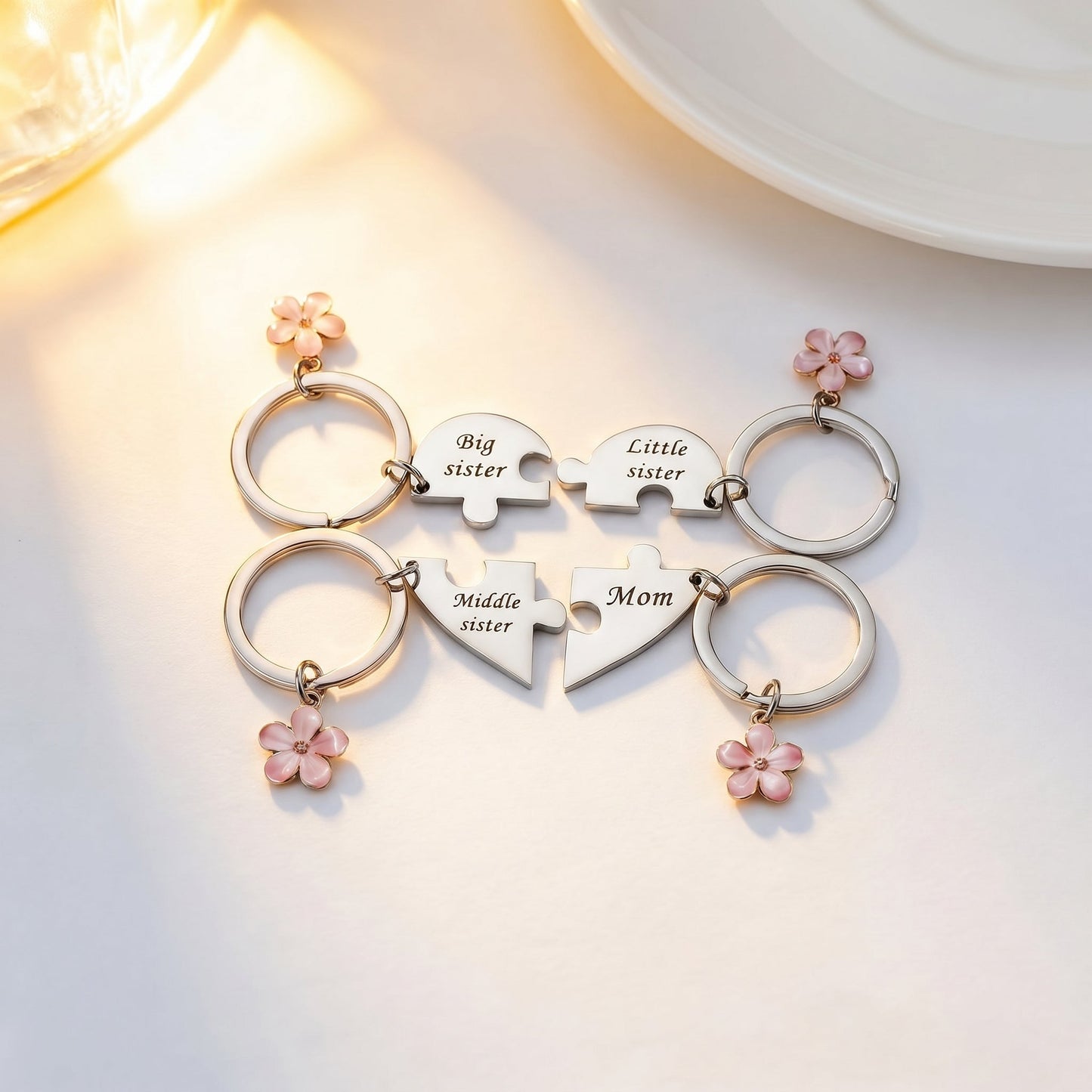 🔥Limited Time Offer🎁Mom & Sisters Heart Puzzle Keychain Set, Matching Family Gift for Mom & Daughters (2 Styles)