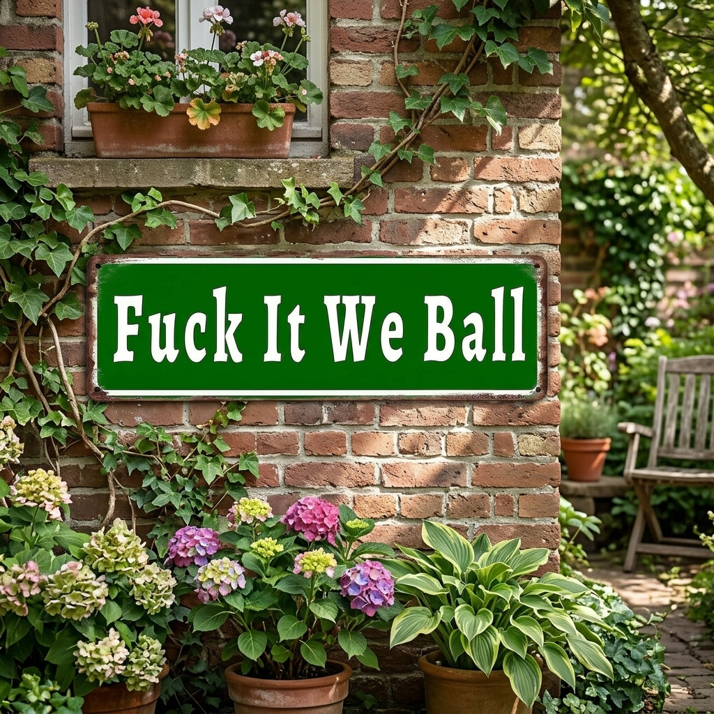 Fuck It We Ball Metal Sign Funny Retro Wall Decor